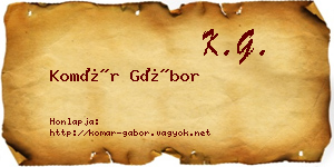 Komár Gábor névjegykártya